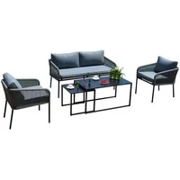 Evelekt Dārza mēbeļu komplekts Levine galds, dīvāns un 2 atzveltnes krēsli, melns  Mēbeļu