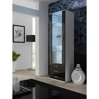 Cama Meble display cabinet Soho S1 white/black gloss Sohowits1 Bi/Cz Vitrīna