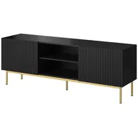 Cama Meble Pafos Rtv cabinet on golden steel frame 150X40X60 cm matte black Tv15S Cz Tv galdiņš