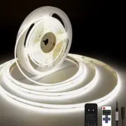 Ttway Cob Led lente, 4000K, 10 m, regulējama spilgtuma, 24 V, elastīga lentes komplekts, 384 gaismas diodes/M, Gs barošanas avots un Rf tālvadības pults, Cri90 spilgts skapīša apgaismojums Diy dekorēšanai