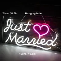 Neona gaismas izkārtne sienu dekorēšanai ar Usb Just Married