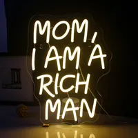 Neona gaismas izkārtne sienu dekorēšanai ar Usb Mom I am a Rich Man