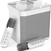 Karaoke sistēma ar 2 mikrofoniem, Bluetooth karaoke mašīna, bezvadu sistēma, skaļrunis mikrofonu, komplekts ballītei, aktivitātēm, atbalsta Bluetooth, Aux, Usb/Tf Balta