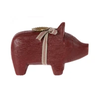 Rotājums - svečturis Wooden pig Small Red Maileg