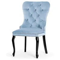 Krēsls Madame Ludwik Black Standard Augstums 101 cm, Platums 51 Dziļums 63 Sēdvietas augstums Materiāls dabīgs koks, Apdare audums, Auduma numurs Kronos 31, Krāsa gaiši zils