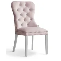Krēsls Madame White Standard Augstums 98 cm, Platums 56 Dziļums 63 Sēdvietas augstums 48 Materiāls dabīgs koks, Apdare audums, Auduma numurs Bluvel 91, Krāsa gaiši rozā