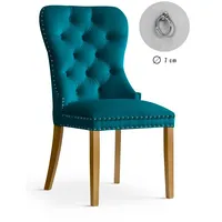 Krēsls Madame Oak Standard Augstums 98 cm, Platums 56 Dziļums 63 Sēdvietas augstums 48 Materiāls dabīgs koks, Apdare audums, Auduma numurs Bluvel 85, Krāsa tirkīzs