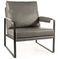 Mīksts krēsls Focus Buffalo Sēdvietas dziļums 47 cm, Platums 70 Dziļums 74 Augstums 80 augstums 39 Apdares materiāli eko āda, Karkasa materiāls metāls, Ar roku balstiem 1, Auduma numurs 06, Krāsa pelēks
