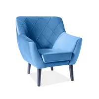 Mīksts krēsls Kier 1 Velvet Sēdvietas dziļums 55 cm, Platums 76 Dziļums 75 Augstums 90 augstums 42 Apdares materiāli audums, Pildījums putas Porolons, Kājiņu krāsa Wenge, Ar roku balstiem 1, Auduma numurs Bluvel 86, Krāsa zils
