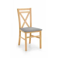 Krēsls Dariusz Augstums 90 cm, Korpusa krāsa medus ozols, Elementu pelēks, Platums 45 Dziļums 43 Sēdvietas augstums Materiāls dabīgs koks, Apdare audums, Auduma numurs Inari 91