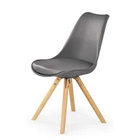Krēsls K-201 Augstums 81 cm, Platums 48 Dziļums 57 Sēdvietas augstums Materiāls koks, polipropilēns, Apdare eko āda, Krāsa pelēks