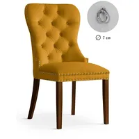 Krēsls Madame Walnut Standard Augstums 98 cm, Platums 56 Dziļums 63 Sēdvietas augstums 48 Materiāls dabīgs koks, Apdare audums, Auduma numurs Bluvel 68, Krāsa dzeltens