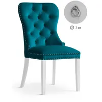 Krēsls Madame White Standard Augstums 98 cm, Platums 56 Dziļums 63 Sēdvietas augstums 48 Materiāls dabīgs koks, Apdare audums, Auduma numurs Bluvel 85, Krāsa tirkīzs