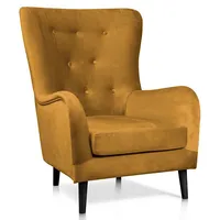 Krēsls Marshal Black Standard Augstums 98 cm, Platums 78 Dziļums 96 Sēdvietas augstums 40 Materiāls dabīgs koks, Apdare audums, Auduma numurs Kronos 01, Krāsa dzeltens