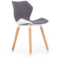 Krēsls K-277 Augstums 76 cm, Platums 48 Dziļums 51 Sēdvietas augstums 45 Materiāls dabīgs koks, Apdare eko āda  audums, Krāsa pelēks balts