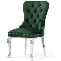 Krēsls Madame Glamour Silver Standard Augstums 101 cm, Platums 51 Dziļums 63 Sēdvietas augstums Materiāls tērauds, Apdare audums, Auduma numurs Bluvel 78, Krāsa zaļš