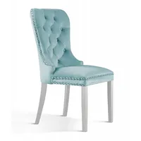 Krēsls Madame White Standard Augstums 98 cm, Platums 56 Dziļums 63 Sēdvietas augstums 48 Materiāls dabīgs koks, Apdare audums, Auduma numurs Kronos 12, Krāsa gaiši zils