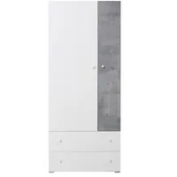 Skapis Sigma Si3 Platums 80 cm, Dziļums 50 Augstums 190 Izgatavošanas materiāls laminēta Mdf plātne  nažfinieris, Plauktu skaits 3, Atvilktņu 2, Durvju Ar atvilktnēm 1, spoguli nē, ar plauktiem Krāsa balts betons