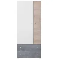 Skapis Sigma Si3 Platums 80 cm, Dziļums 50 Augstums 190 Izgatavošanas materiāls laminēta Mdf plātne  nažfinieris, Plauktu skaits 3, Atvilktņu 2, Durvju Ar atvilktnēm 1, spoguli nē, ar plauktiem Krāsa betons balts ozols