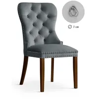 Krēsls Madame Walnut Standard Augstums 98 cm, Platums 56 Dziļums 63 Sēdvietas augstums 48 Materiāls dabīgs koks, Apdare audums, Auduma numurs Bluvel 14, Krāsa pelēks