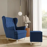 Mīksts krēsls Lino 190 1SP Standard Sēdvietas dziļums 55 cm, Platums 85 Dziļums 90 Augstums 103 Apdares materiāli audums, Ar roku balstiem 1, pufu Auduma numurs Kronos 09, Krāsa zils