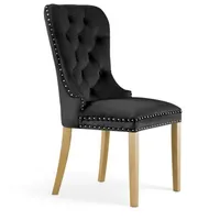 Krēsls Madame Oak Standard Augstums 98 cm, Platums 56 Dziļums 63 Sēdvietas augstums 48 Materiāls dabīgs koks, Apdare audums, Auduma numurs Bluvel 19, Krāsa melns