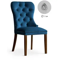 Krēsls Madame Walnut Standard Augstums 98 cm, Platums 56 Dziļums 63 Sēdvietas augstums 48 Materiāls dabīgs koks, Apdare audums, Auduma numurs Bluvel 86, Krāsa zils