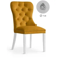 Krēsls Madame White Standard Augstums 98 cm, Platums 56 Dziļums 63 Sēdvietas augstums 48 Materiāls dabīgs koks, Apdare audums, Auduma numurs Bluvel 68, Krāsa dzeltens