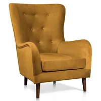 Krēsls Marshal Walnut Standard Augstums 98 cm, Platums 78 Dziļums 96 Sēdvietas augstums 40 Materiāls dabīgs koks, Apdare audums, Auduma numurs Kronos 01, Krāsa dzeltens