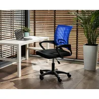 Krēsls Smart Office Augstums 81 cm, Korpusa krāsa melns, Elementu zils, Sēdvietas platums 48 Maksimālais augstums 91 Platums 64 maksimālais 43 Dziļums 54 33 Materiāls metāls  plastmasa, Apdare tīkla audums, Uz riteņ
