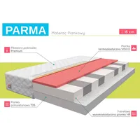 Matracis Parma Premium Platums 80 cm, Garums 180 Biezums 15 Pildījums putas Porolons  Hr termoplastiskās
