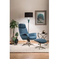 Mīksts krēsls Regan Platums 75 cm, Dziļums 51 Augstums 104 Sēdvietas augstums 45 Apdares materiāli audums, Karkasa materiāls metāls, Ar roku balstiem 1, pufu Krāsa zils