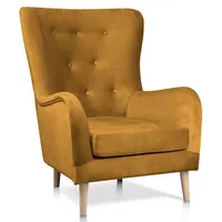 Krēsls Marshal Beech Standard Augstums 98 cm, Platums 78 Dziļums 96 Sēdvietas augstums 40 Materiāls dabīgs koks, Apdare audums, Auduma numurs Kronos 01, Krāsa dzeltens