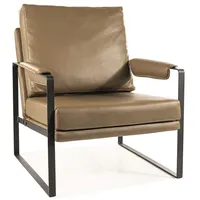 Mīksts krēsls Focus Buffalo Sēdvietas dziļums 47 cm, Platums 70 Dziļums 74 Augstums 80 augstums 39 Apdares materiāli eko āda, Karkasa materiāls metāls, Ar roku balstiem 1, Auduma numurs 10, Krāsa olīvu