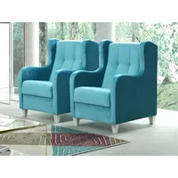 Mīksts krēsls Glam 1S Standard Dziļums 84 cm, Augstums 100 Sēdvietas augstums 89 Apdares materiāli audums, Pildījums putas Porolons, Ar roku balstiem 1, galvas balstu Krāsa gaiši zils