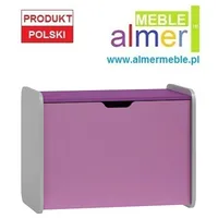 Rotaļlietu kaste Violet 19 Platums 80 cm, Korpusa krāsa balts, Elementu violets  rozā, Dziļums 50 Augstums 60 Izgatavošanas materiāls Lksp finieris Pvh