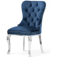 Krēsls Madame Glamour Silver Standard Augstums 101 cm, Platums 51 Dziļums 63 Sēdvietas augstums Materiāls tērauds, Apdare audums, Auduma numurs Bluvel 86, Krāsa zils