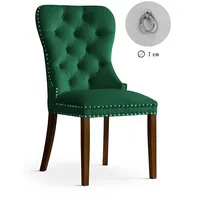 Krēsls Madame Walnut Standard Augstums 98 cm, Platums 56 Dziļums 63 Sēdvietas augstums 48 Materiāls dabīgs koks, Apdare audums, Auduma numurs Bluvel 78, Krāsa zaļš