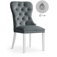 Krēsls Madame White Standard Augstums 98 cm, Platums 56 Dziļums 63 Sēdvietas augstums 48 Materiāls dabīgs koks, Apdare audums, Auduma numurs Bluvel 14, Krāsa pelēks