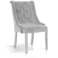 Krēsls Prince White Standard Augstums 102 cm, Platums 63 Dziļums 73 Sēdvietas augstums 49 Materiāls dabīgs koks, Apdare audums, Auduma numurs Bluvel 03, Krāsa Sudrabs