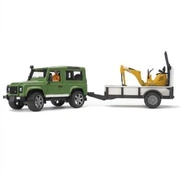 Bruder Apvidus auto Land Rover ar piekabi, mini ekskavatoru un cilvēku 02593 4001702025939