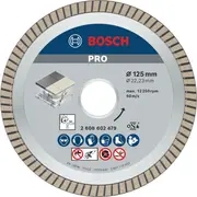 Dimanta grieš. disks  Flīzēm 125Mm22,23Mm, Mazām leņķa slīpmašīnām, marmora zāģiem Pro Ceramic Griezējdisks, 2608602479, Bosch 2608602479