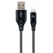 Gembird Usb Male - Type C Premium cotton braided 1M Black Cc-Usb2B-Amcm-1M-Bw