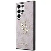 Guess Pu 4G Metal Logo Case Aizsargapvalks priekš Samsung Galaxy S23 Ultra / rozā Guhcs23L4Gmgpi