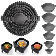 Riff atkārtoti lietojamas nepiedegošas silikona veidnes gaisa fritieriem/krāsnīm ar viļņotām malām 6 gab. Rf-Molds-6