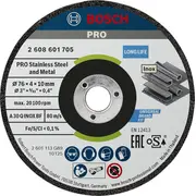 Slīpēšanas disks 76 x 4 10 mm, 2 gab, Mazām leņķa slīpmašīnām Pro Stainless Steel And Metal Slīpripa, 2608601705, Bosch 2608601705