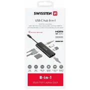 Swissten 8In1 Usb-C Hubs Alumīja Centrmezgls 100W / Hdmi 4K Lan Rj45 2X Usb-A Sd Micro 44040203