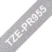 Tze-Pr955 uzlīmju lente balts uz premium sudraba 24Mm Tzepr955