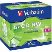 Verbatim Matricas Cd-Rw Serl 700Mb 10X-12X 10 Pack Jewel 43148