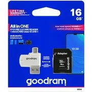 Goodram microSDHC class 10 Uhs I 16Gb Atmiņas Karte  Karšu lasītājs M1A4-0160R12